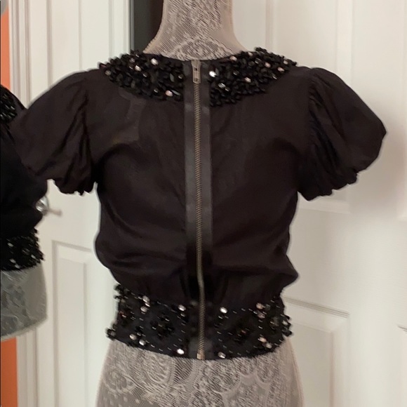 Diane von Furstenberg black beaded top - Picture 2 of 5